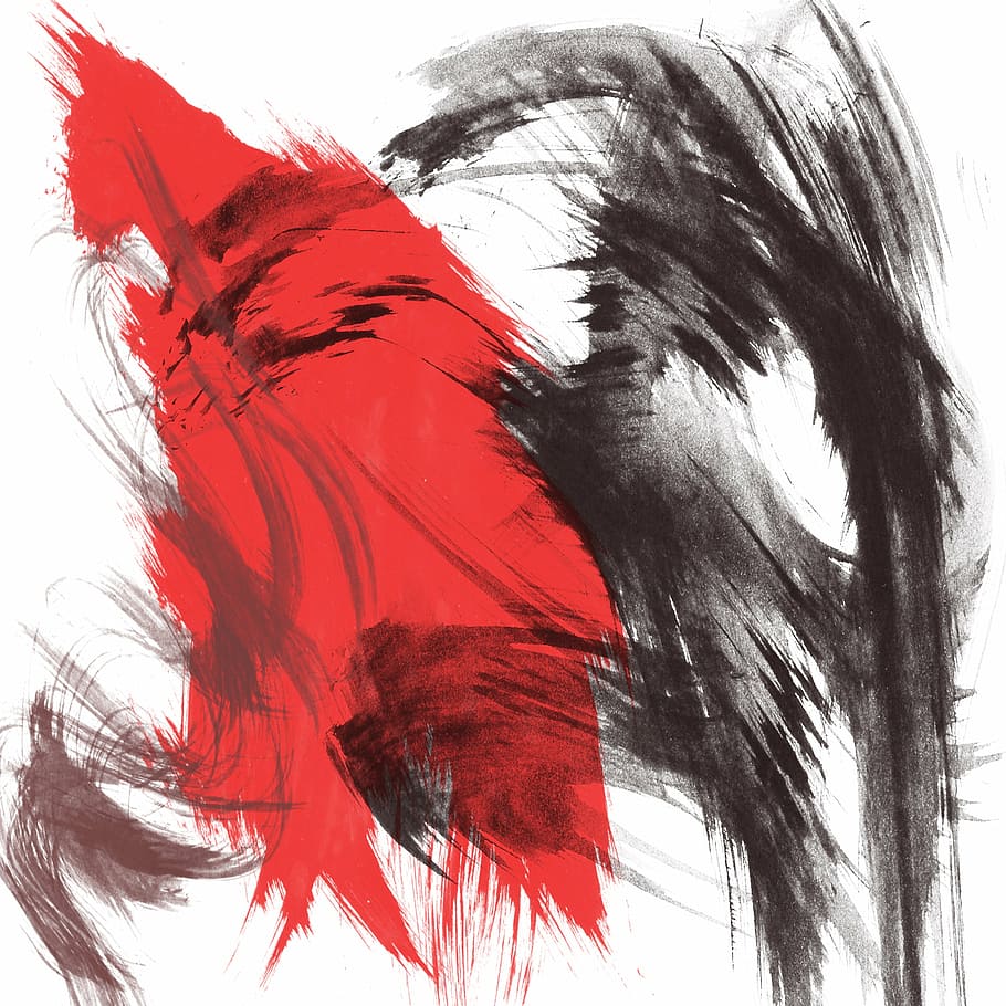 red and black painting, painted, abstract, background, stucture