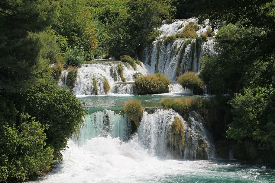 photo of waterfall, croatia, krka, tree, plant, beauty in nature HD wallpaper