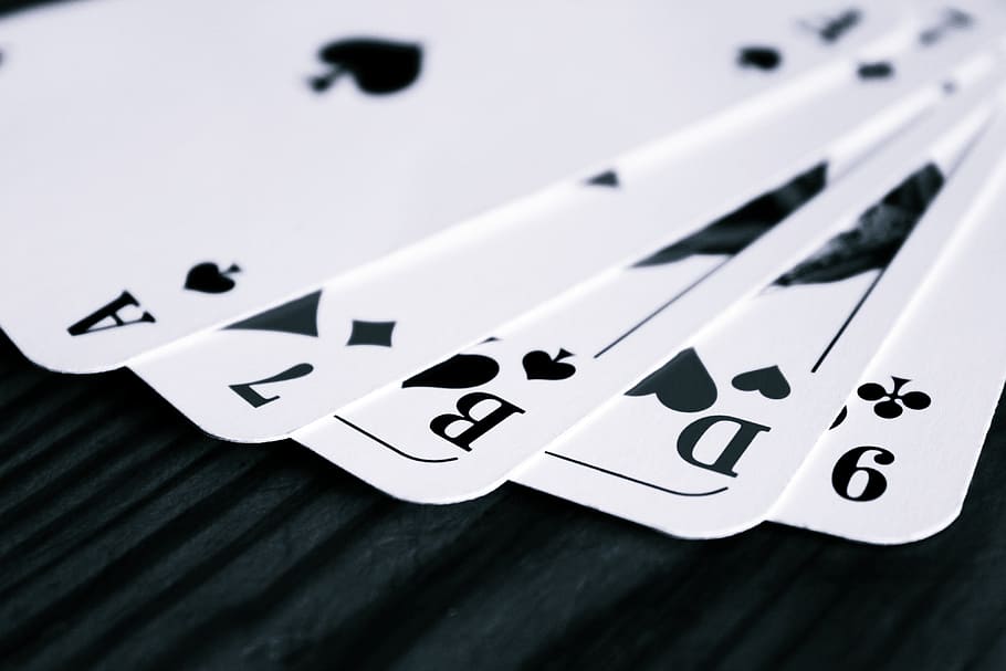 black playing cards, mau mau, pik, skat, diamonds, cross, ace