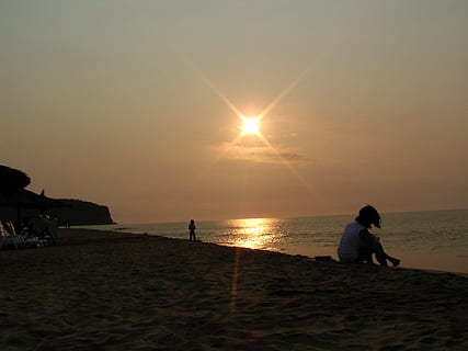 Angola, Luanda, Sunset, beach, sea, sand, silhouette, sky, water HD wallpaper