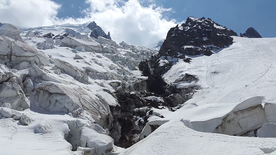 snowy mountain during daytime, glacier, la jonction, bossons glacier, HD wallpaper