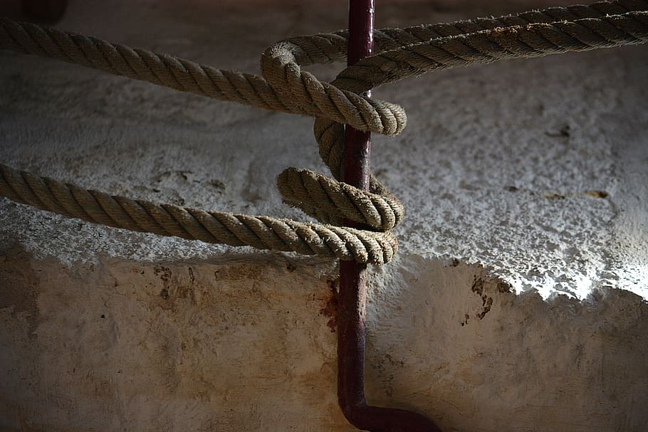 rope, node, ropes, fixing, link, tie, metal, no people, close-up HD wallpaper