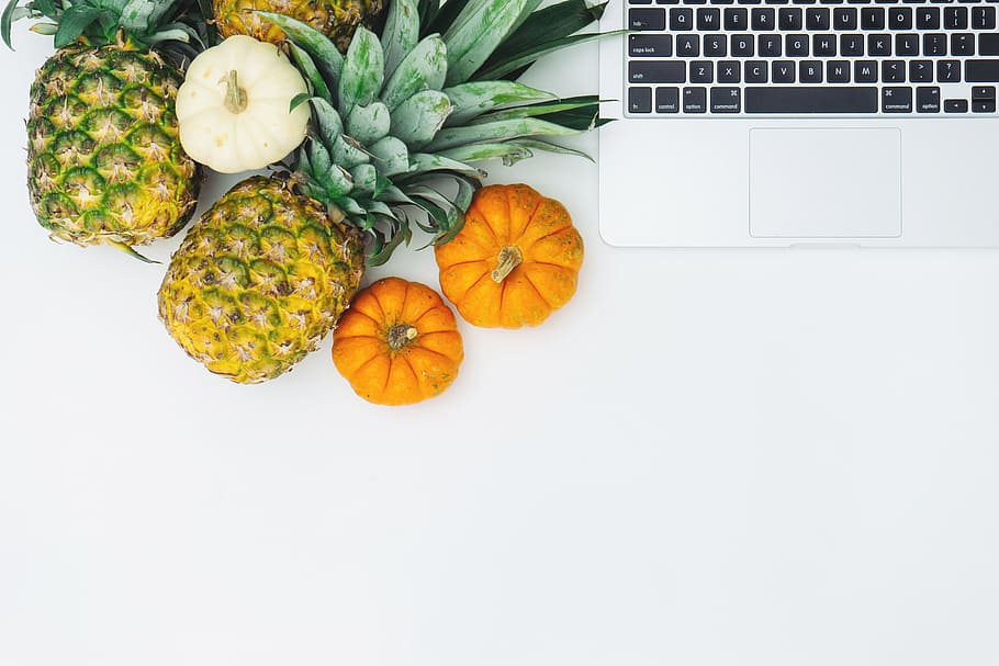 top-view photography of pineapple and squash, dessert, appetizer HD wallpaper