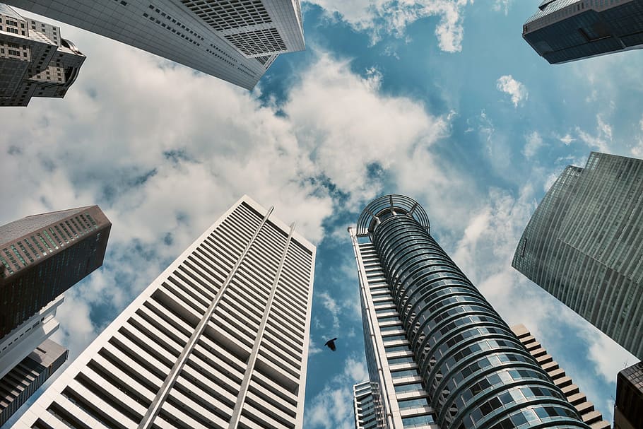 worm's eye view photography of buildings, architecture, skyscraper HD wallpaper