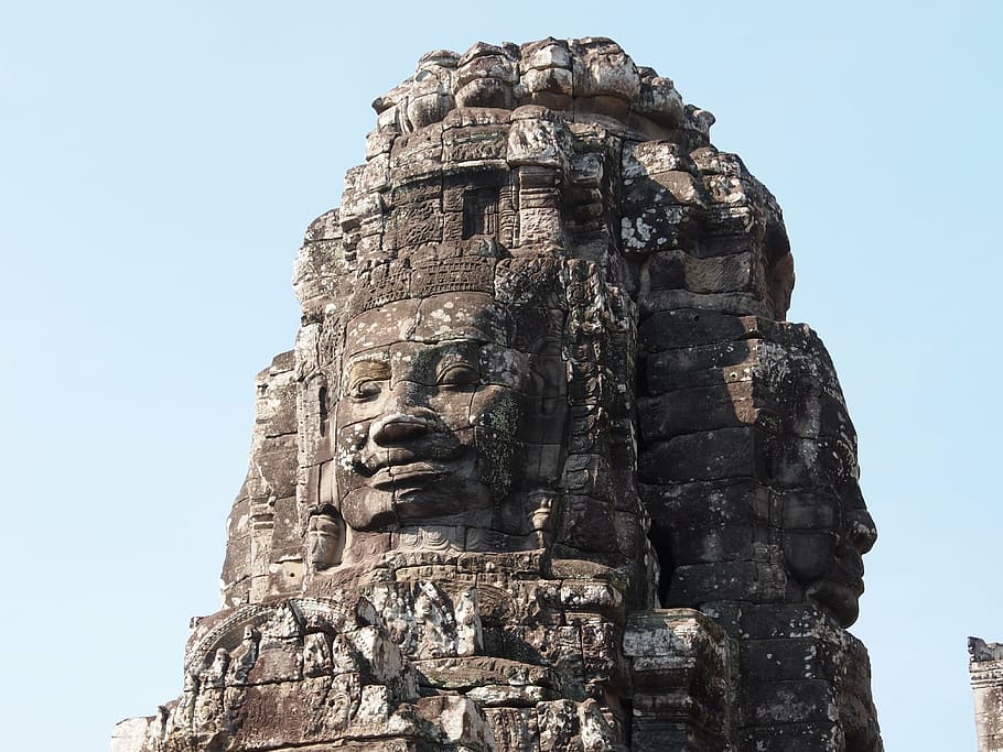 Buddha temple, angkor thom, angkor wat, cambodia, architecture, HD wallpaper