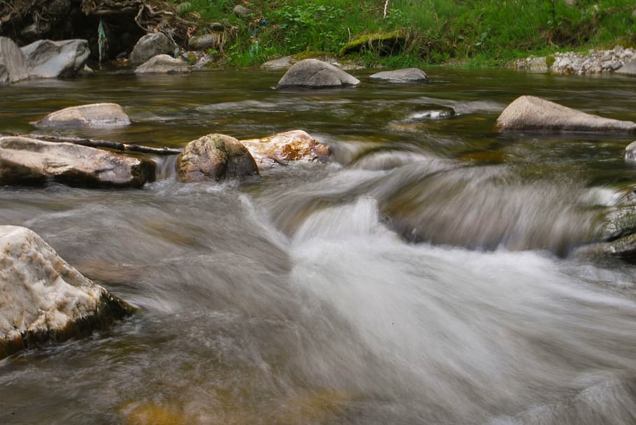 river, water, flow, quick, stones, nature, stream, waterfall HD wallpaper