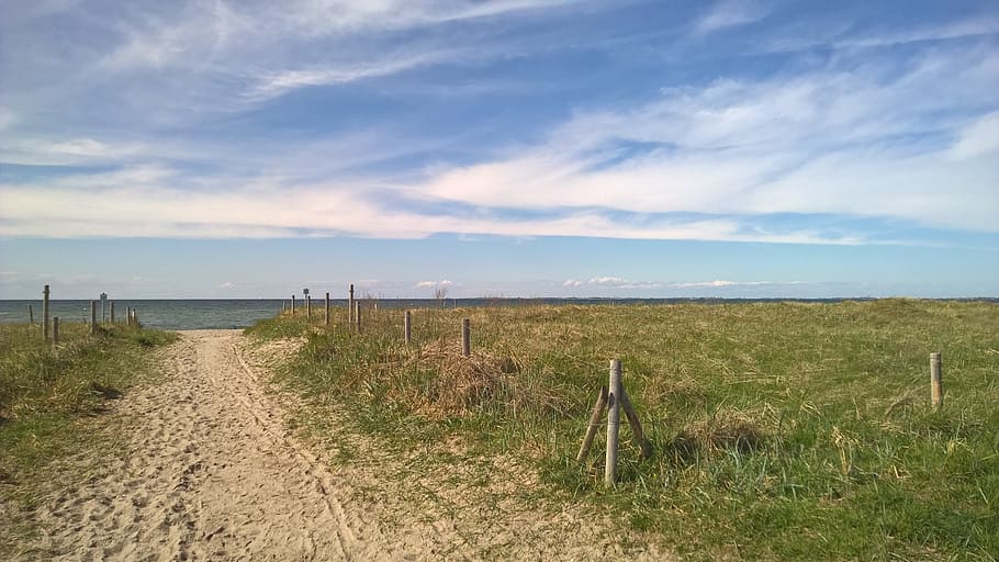 strandweg, away, clouds, sky, horizon, landscape, blue, mood HD wallpaper