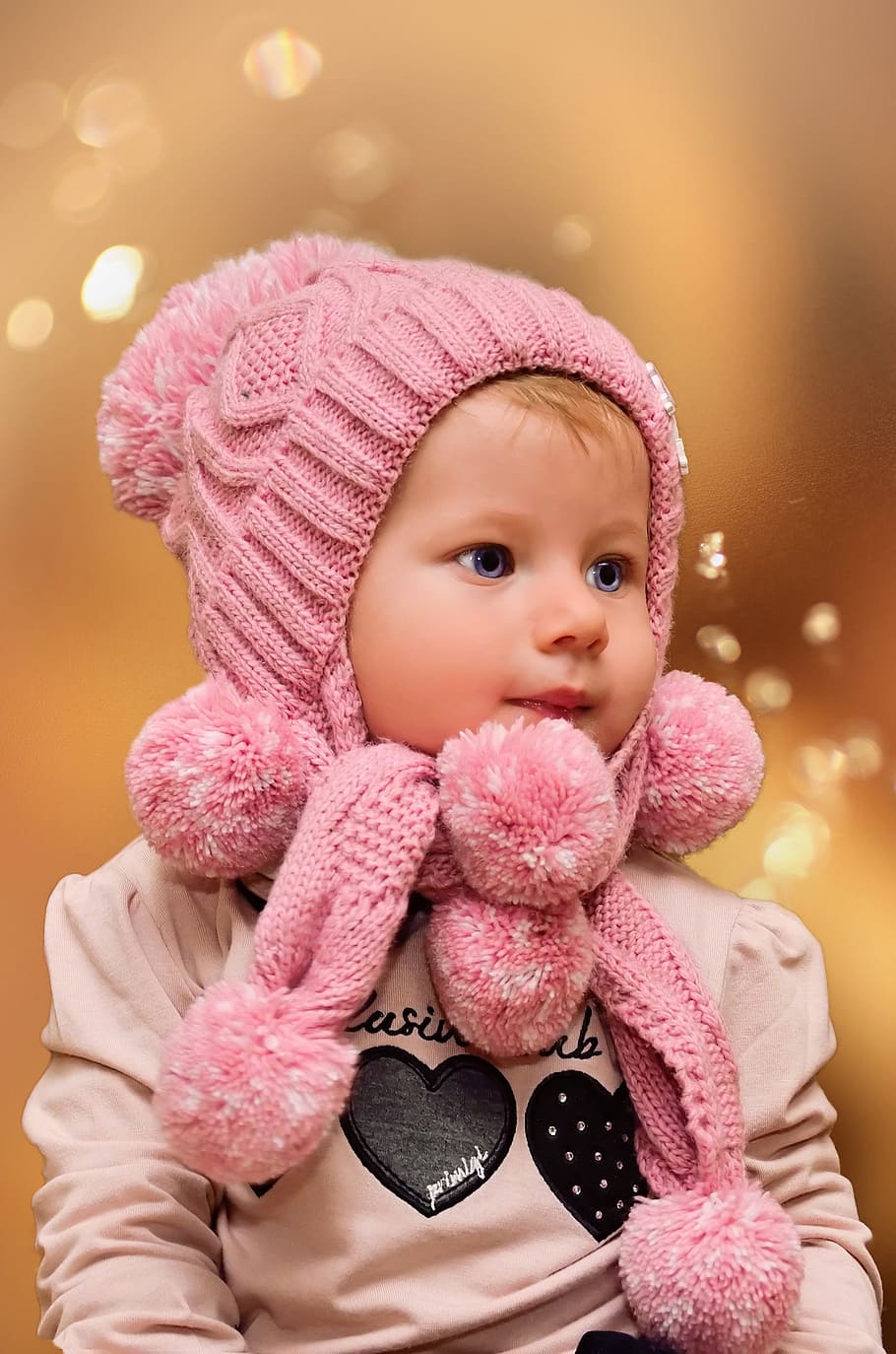 baby, little, cute, lovely, portrait, person, childhood, pink color, HD wallpaper