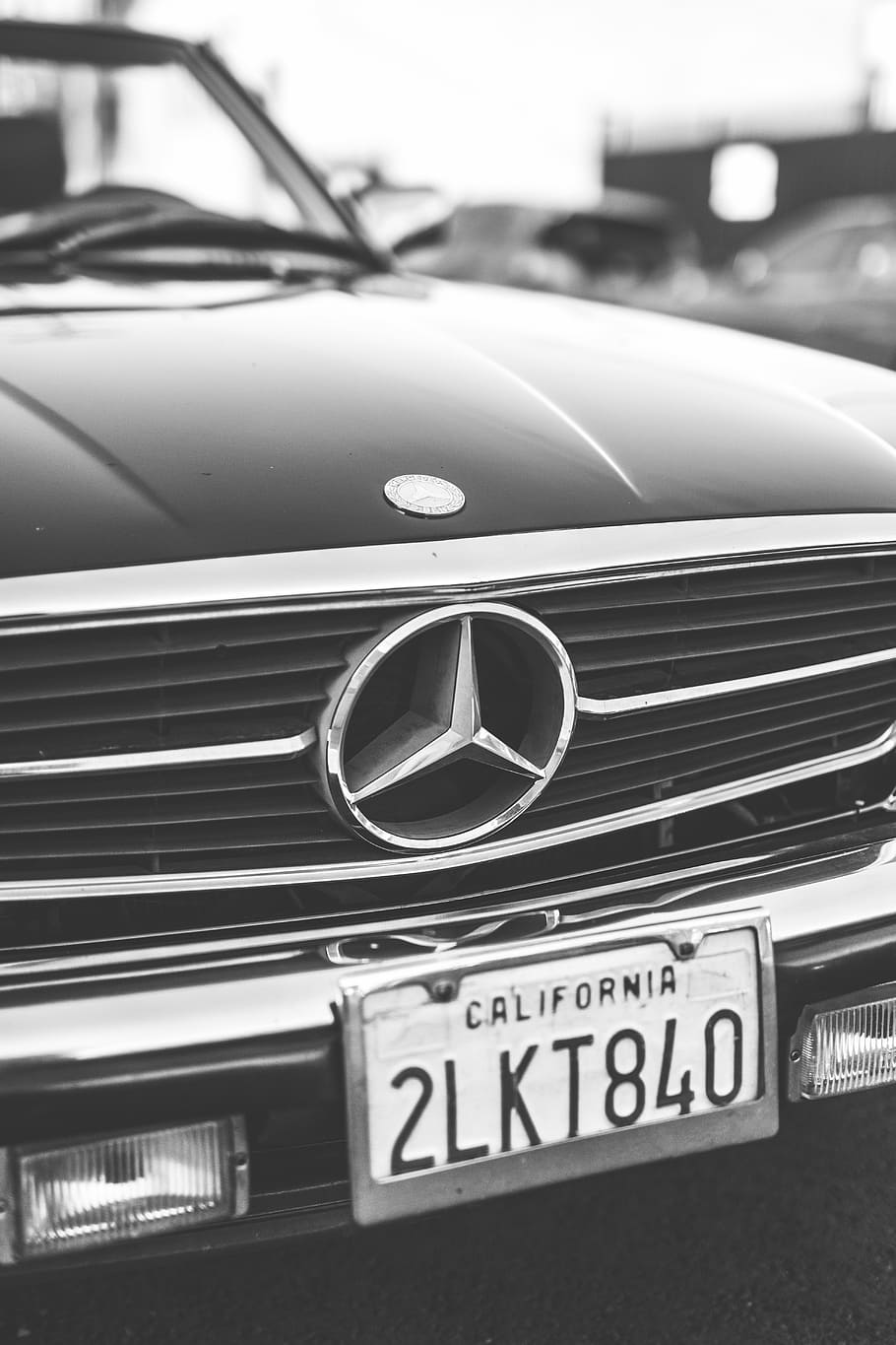 grayscale photo of Mercedes-Benz, grayscale photography of Mercedes-Benz car