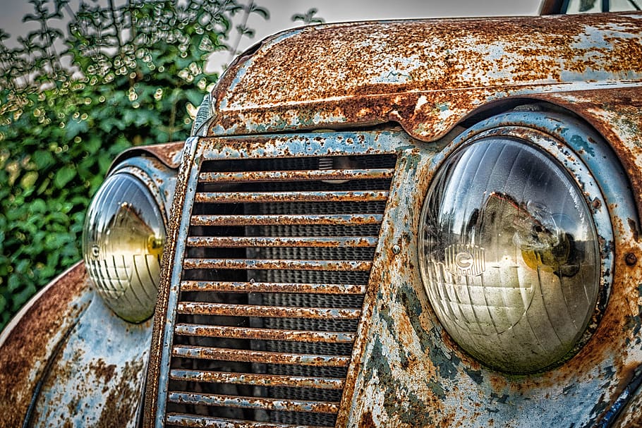 vintage brown car, auto, front, spotlight, pkw, renault, classic, HD wallpaper