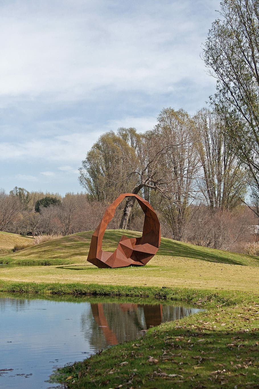 Sculpture, Modern, Structure, Metal, twisted, rust colored HD wallpaper