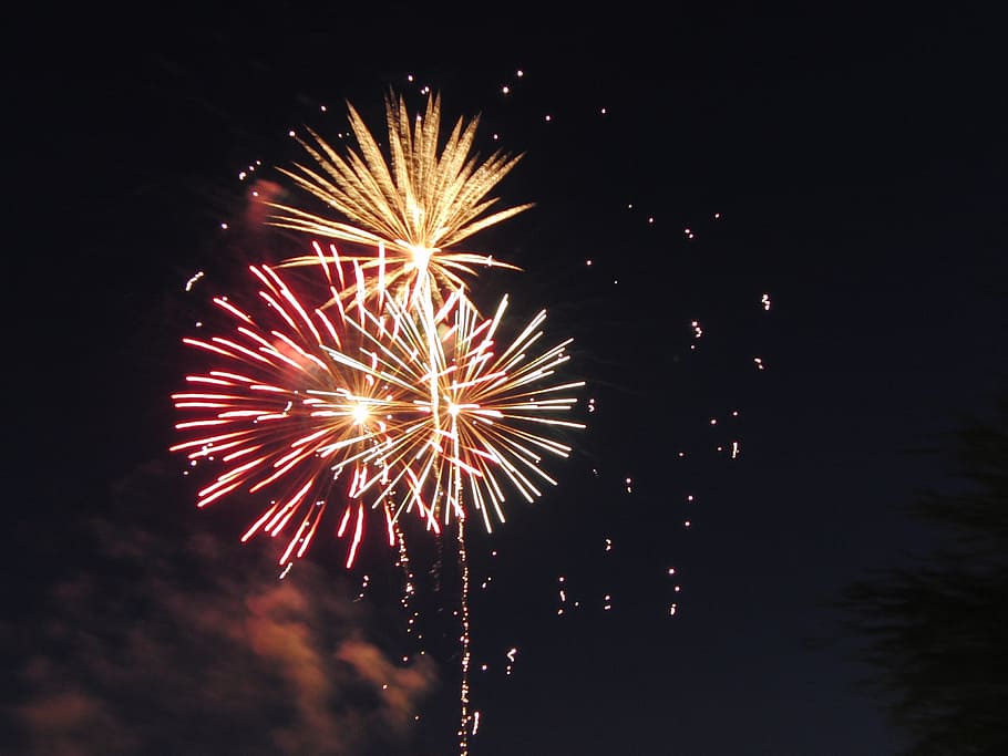 fireworks at night time, celebrate, july 4th, explode, party HD wallpaper
