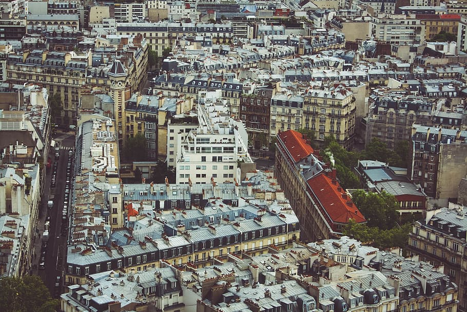 aerial photography of buildings during daytime, aerial view of city buildings