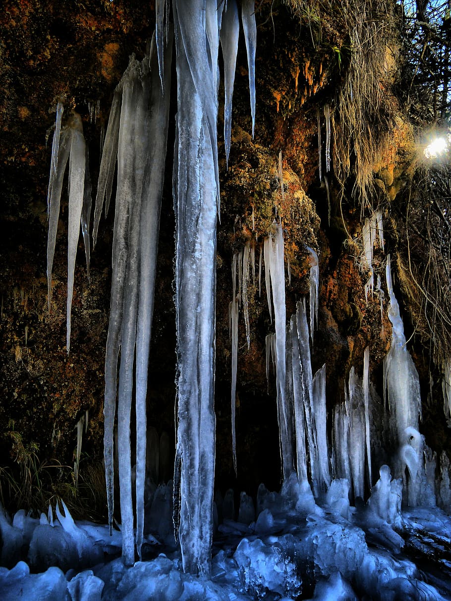 cascade, ice, gel, landscapes, winter, frozen water, frost HD wallpaper