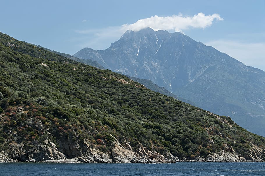 Mount Athos, Sveta Gora, afss, mountain, nature, water's edge, HD wallpaper