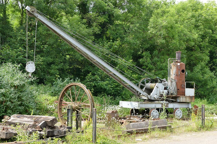 vintage machinery, crane, industrial, equipment, old, industry, HD wallpaper