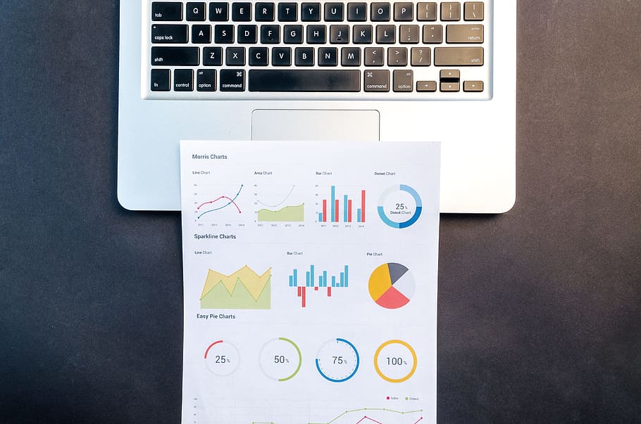 Paper On Gray Laptop, charts, computer, data, desk, document HD wallpaper