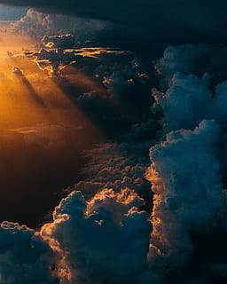 clouds during golden hour, aerial view of clouds during sunset HD wallpaper