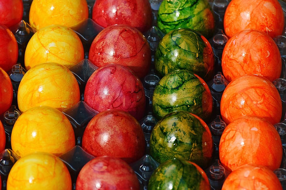 easter, easter eggs, colorful, happy easter, colored, full frame HD wallpaper