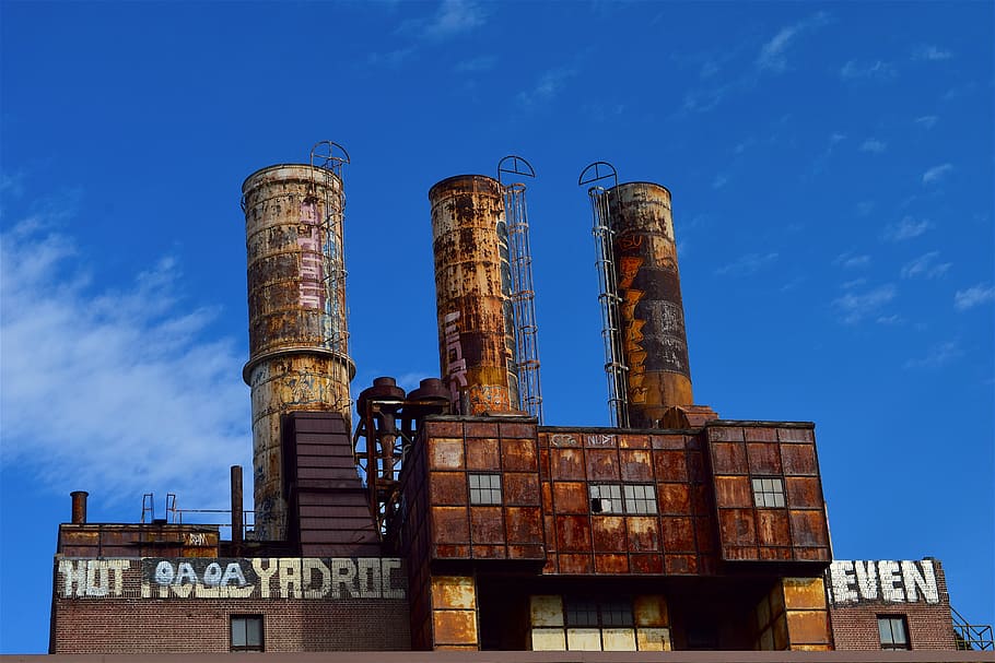 photo of brown buildings, factory, industrial, rusty, manufacturing, HD wallpaper