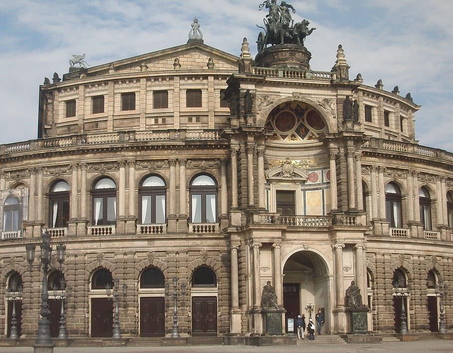 dresden, opera, building, architecture, building exterior, built structure HD wallpaper