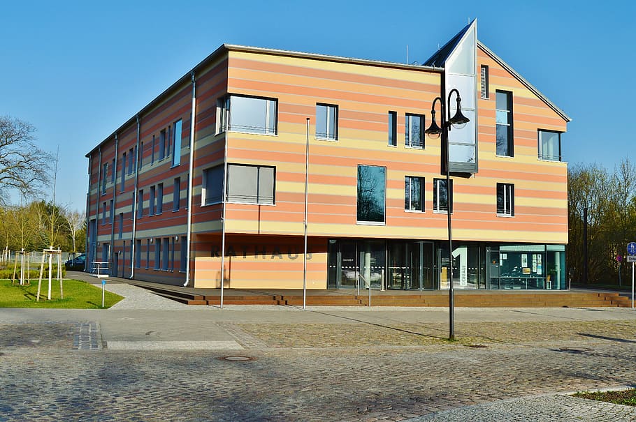 architecture, town hall, new building, facade, los-brandenburg HD wallpaper