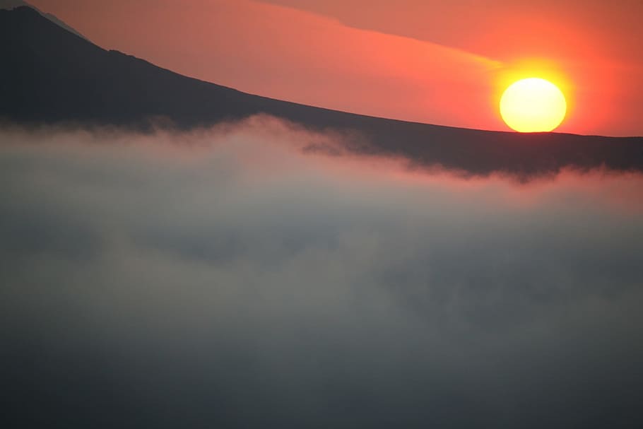 volcano, sunset, evening, mountains, kamchatka, peninsula, landscape HD wallpaper