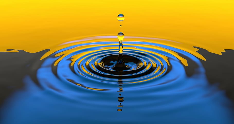 water droplet, liquid, splash, wet, clean, clear, falling, ripple, HD wallpaper
