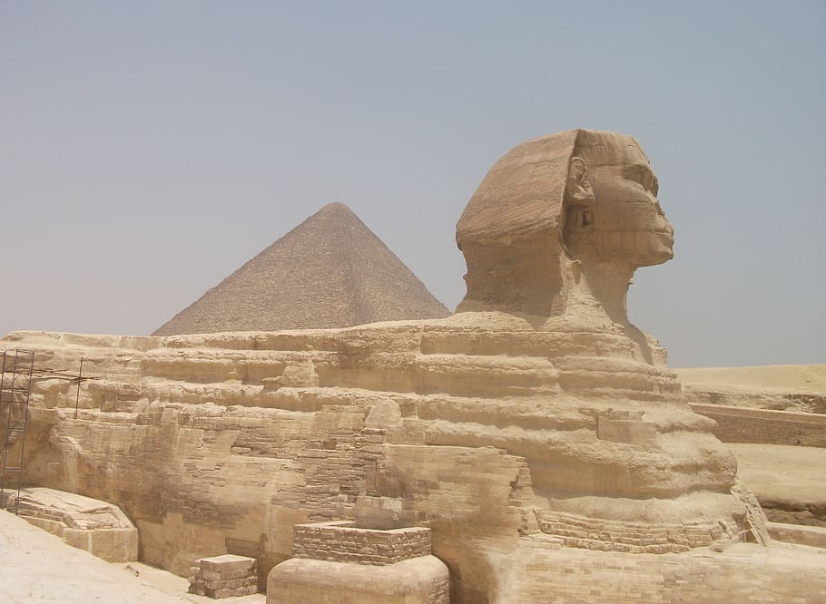 sphinx, pyramid, egypt, giza, ancient egypt, sahara, tourist attraction, HD wallpaper