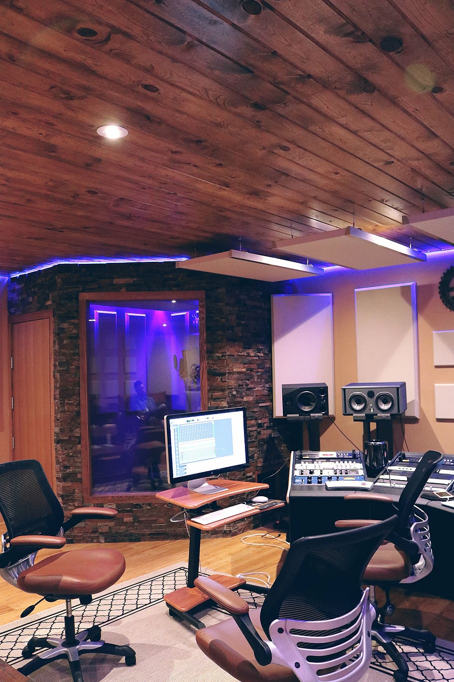 HD wallpaper: recording studio with purple cove light, music, music studio  | Wallpaper Flare