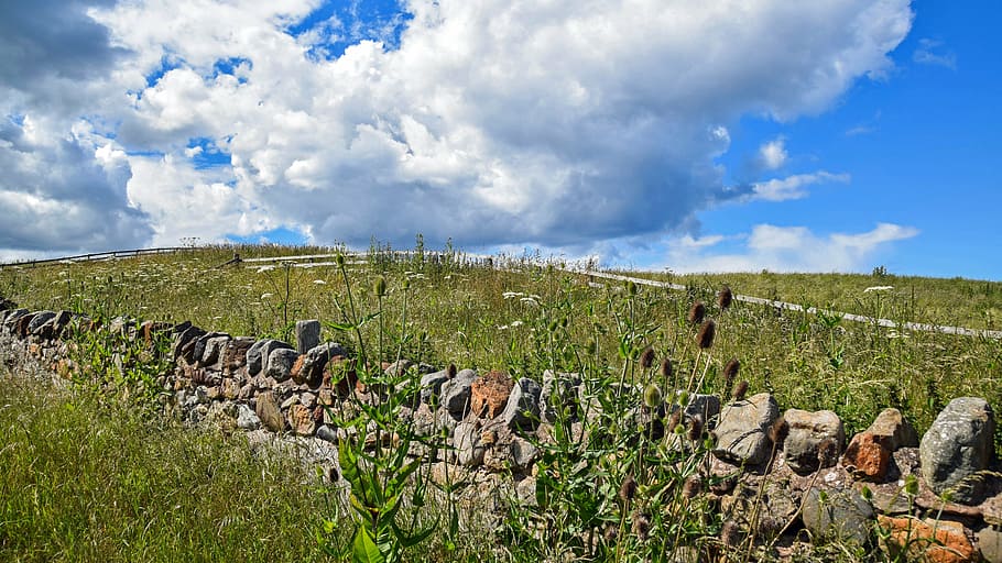 scotland, england, sky, clouds, landscape, meadow, wall, cloud - sky HD wallpaper