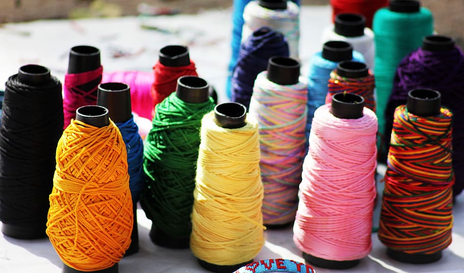 yarns on table, Threads, Sewing, Cloth, Textile, tailor, craft