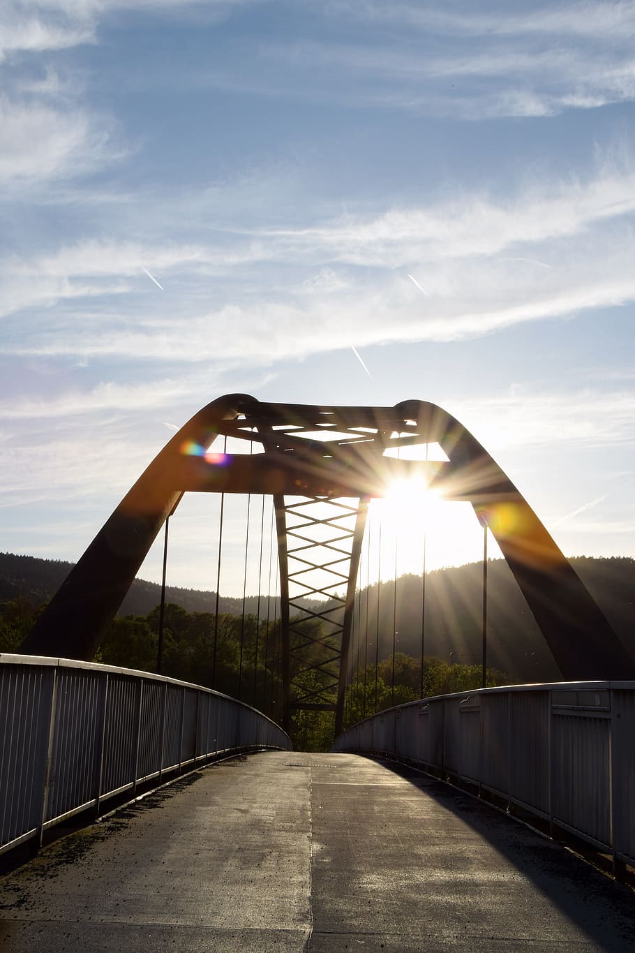 bridge, sunset, arch, dusk, bridge construction, abendstimmung HD wallpaper