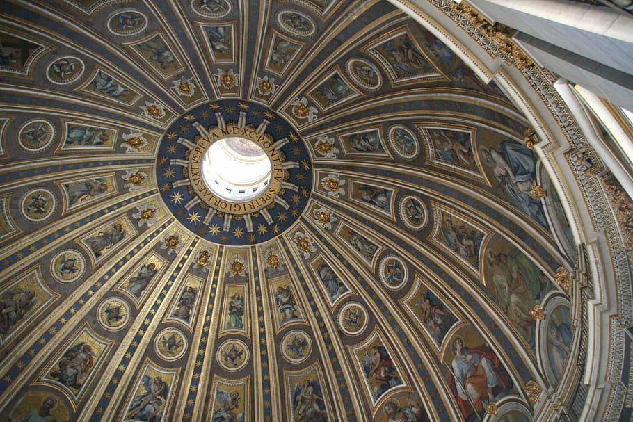 vatican, st peter's basilica, dome, architecture, church, ceiling, HD wallpaper