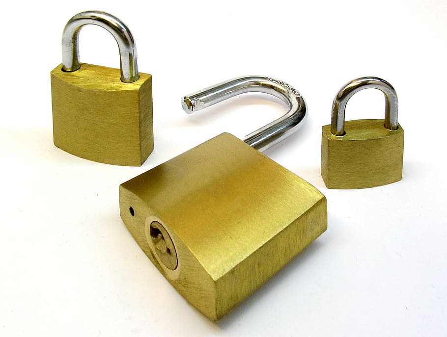 three brown steel padlocks, castle, castles, security, sure HD wallpaper