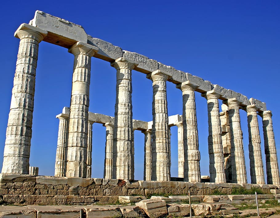 Concrete Pillars during Daytime, ancient, architecture, columns HD wallpaper