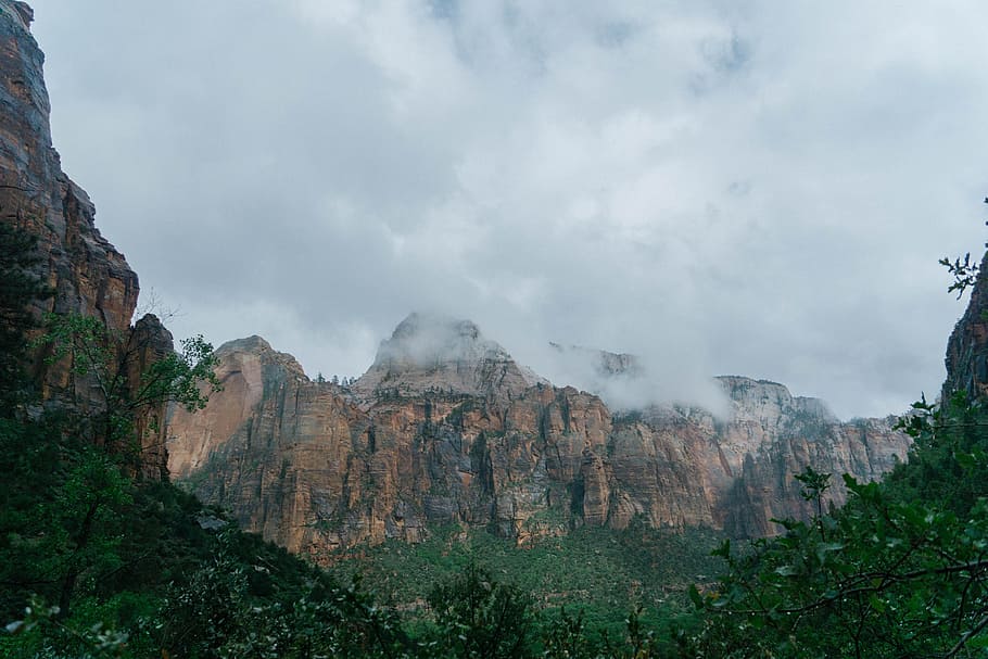 landscape, mountains, canyon, cliffs, clouds, cloudy, nature HD wallpaper