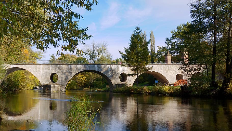 waters, river, nature, tree, reflection, architecture, bridge HD wallpaper