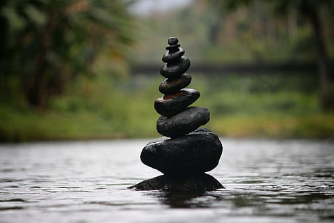 selective focus photography of balance stones, pebbles, balanced pebbles HD wallpaper