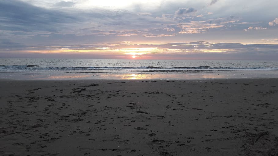 Sunset, Sea, Beach, Colorful, colorful sunset, view, nature HD wallpaper