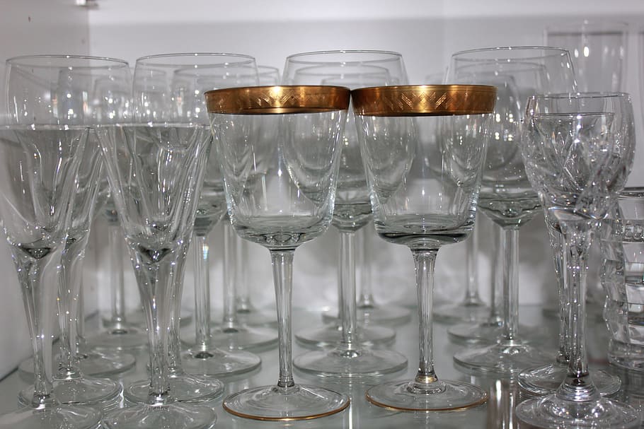 glass, stemware, gold, household equipment, drinking glass HD wallpaper
