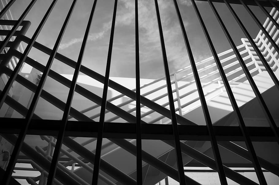 architecture, lines, black and white, abstract, fine art, stairs HD wallpaper