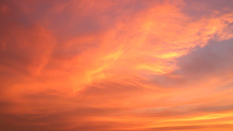 sunset, orange, evening, landscape, dusk, golden, sky, orange color HD wallpaper