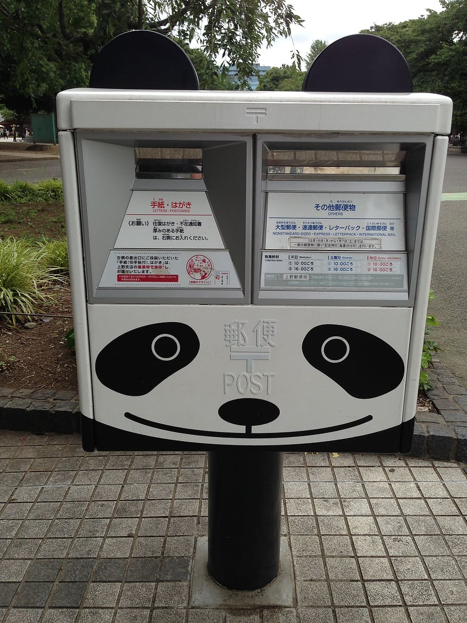 mailbox, panda, japan, communication, text, no people, day HD wallpaper