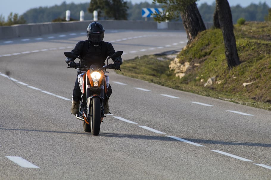 Biker, Helmet, Vehicle, motorcycle, road, speed, transportation HD wallpaper