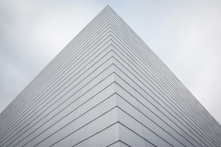 worm's eye view of building, gray, concrete, bulding, architecture HD wallpaper