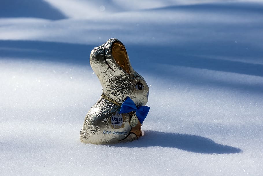 snow, easter, easter bunny, spring, snow crystals, light, reflection HD wallpaper