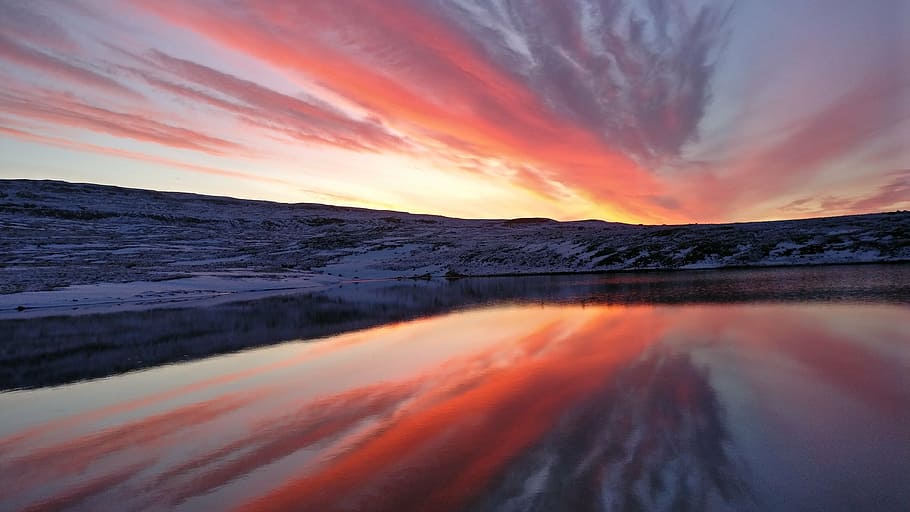 beach, dawn, dusk, evening, horizon, iceland, landscape, nature HD wallpaper