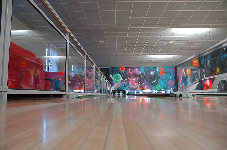 bowling, game, illuminated, indoors, glass - material, flooring HD wallpaper