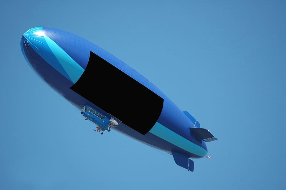 blimp, air ship, balloon, text space, advertisement, transportation, HD wallpaper